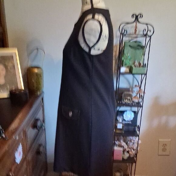 ANN TAYLOR LOFT BLACK SLEEVELESS TURNLOCK POCKET DRESS SIZE 8P - Picture 4 of 8